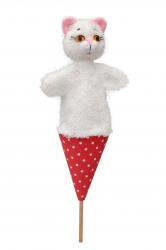 Cat white 36 cm, pop-up puppet